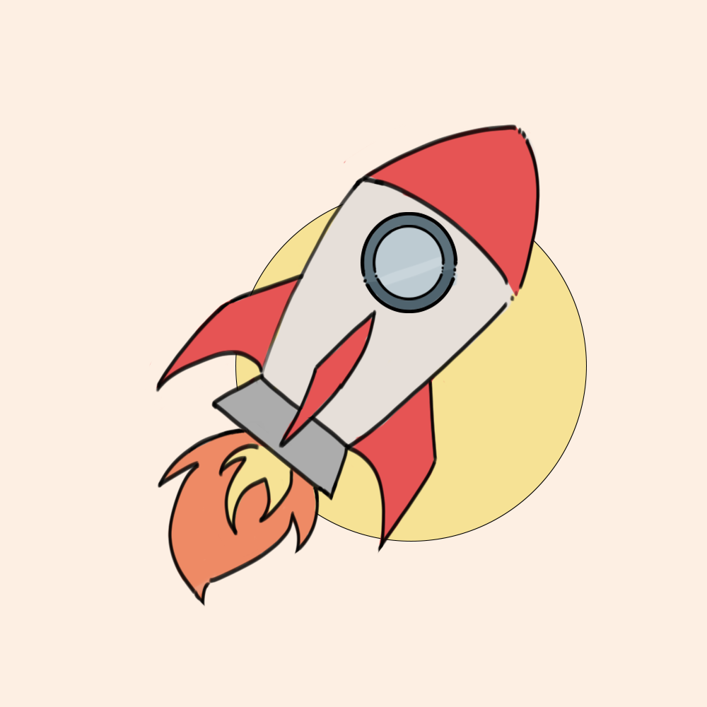 Rocket illustration representing inspiration and growth